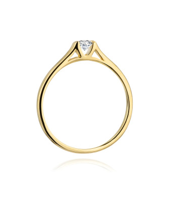 Złoty Pierścionek 14k z diamentem brylant 0,15ct