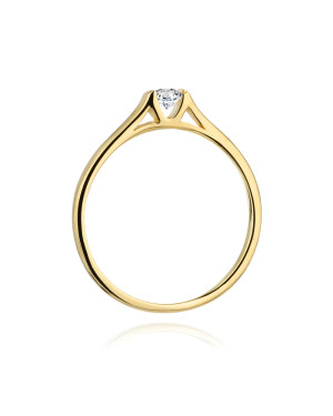 Złoty Pierścionek 14k z diamentem brylant 0,15ct