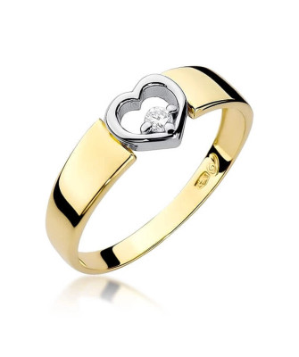 Złoty Pierścionek 14k z diamentem brylant 0,04ct