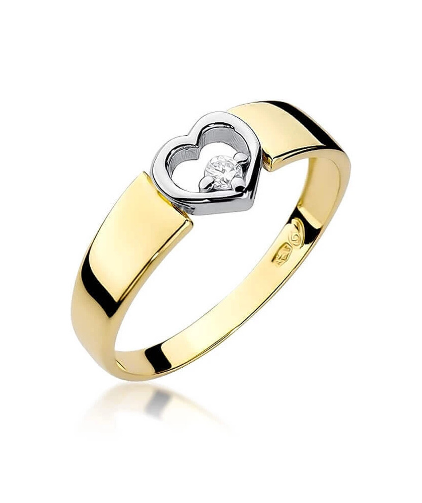 Złoty Pierścionek 14k z diamentem brylant 0,04ct