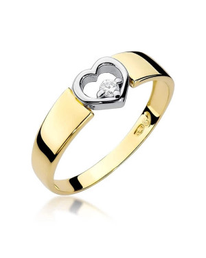 Złoty Pierścionek 14k z diamentem brylant 0,04ct