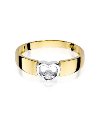 Złoty Pierścionek 14k z diamentem brylant 0,04ct