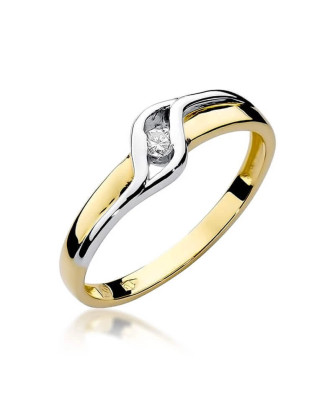 Złoty Pierścionek 14k z diamentem brylant 0,04ct