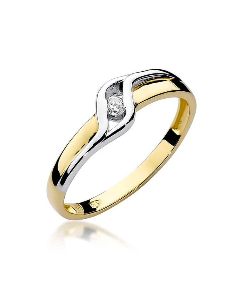 Złoty Pierścionek 14k z diamentem brylant 0,04ct