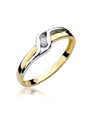 Złoty Pierścionek 14k z diamentem brylant 0,04ct