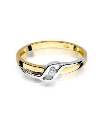 Złoty Pierścionek 14k z diamentem brylant 0,04ct