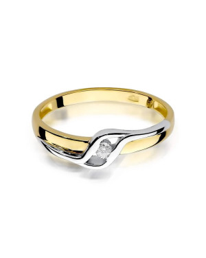 Złoty Pierścionek 14k z diamentem brylant 0,04ct
