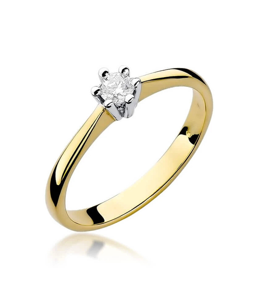 Złoty Pierścionek 14k z diamentem brylant 0,15ct