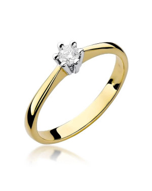 Złoty Pierścionek 14k z diamentem brylant 0,15ct