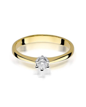 Złoty Pierścionek 14k z diamentem brylant 0,15ct