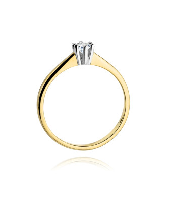 Złoty Pierścionek 14k z diamentem brylant 0,15ct