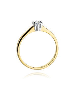 Złoty Pierścionek 14k z diamentem brylant 0,15ct