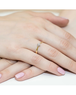 Złoty Pierścionek 14k z diamentem brylant 0,10ct
