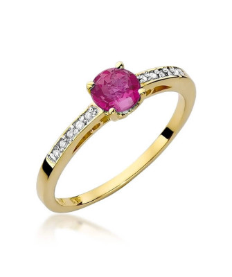 Złoty Pierścionek 14k z diamentem rubin 0,60ct
