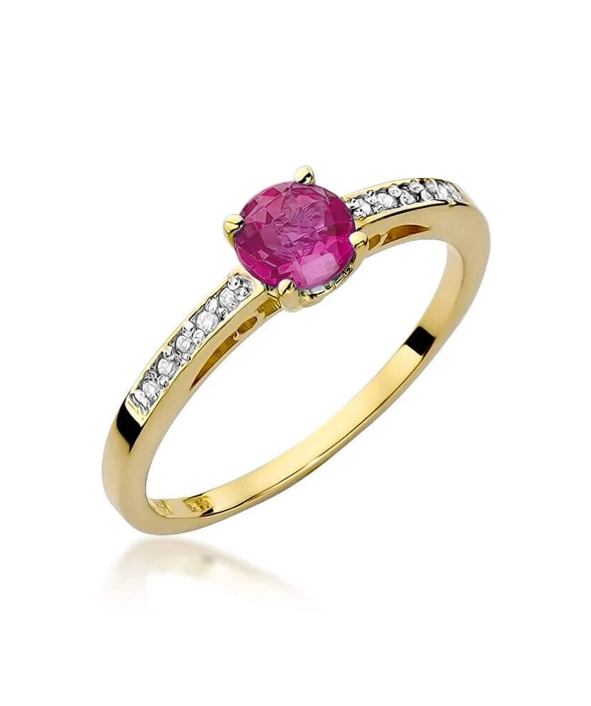 Złoty Pierścionek 14k z diamentem rubin 0,60ct