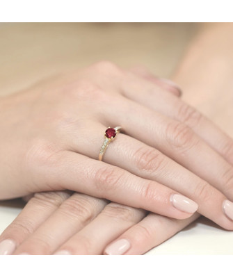 Złoty Pierścionek 14k z diamentem rubin 0,60ct
