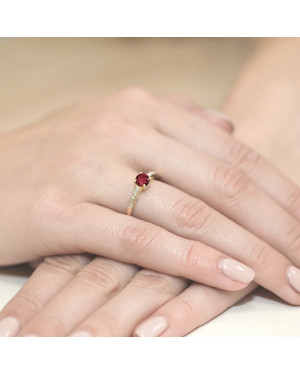Złoty Pierścionek 14k z diamentem rubin 0,60ct