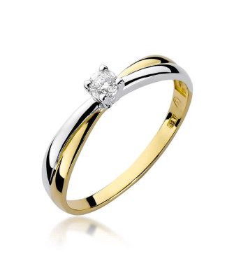 Złoty Pierścionek 14k z diamentem brylant 0,08ct