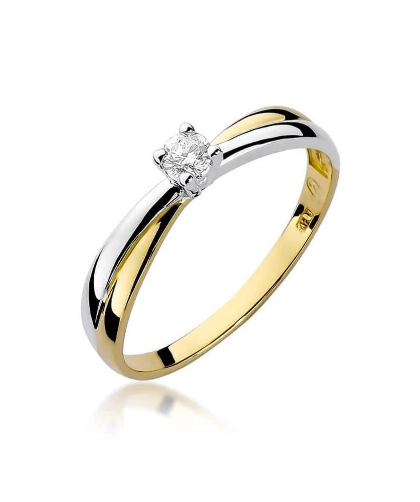 Złoty Pierścionek 14k z diamentem brylant 0,08ct