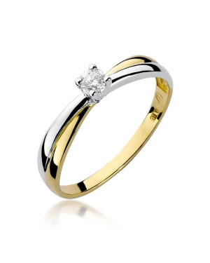 Złoty Pierścionek 14k z diamentem brylant 0,08ct