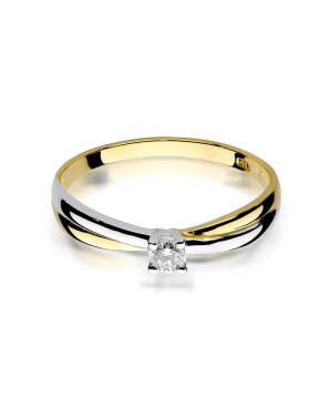 Złoty Pierścionek 14k z diamentem brylant 0,08ct