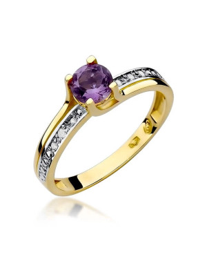 Gold Ring 14k with amethyst diamond 0.50ct