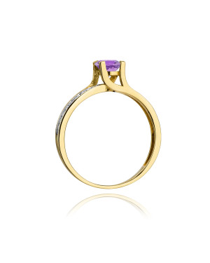Złoty Pierścionek 14k z diamentem ametyst 0,50ct