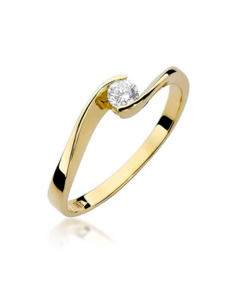 Złoty Pierścionek 14k z diamentem brylant 0,13ct
