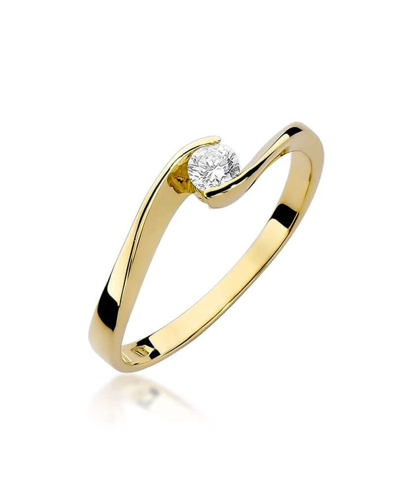 Złoty Pierścionek 14k z diamentem brylant 0,13ct