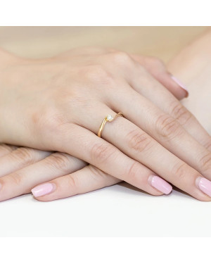 Złoty Pierścionek 14k z diamentem brylant 0,13ct
