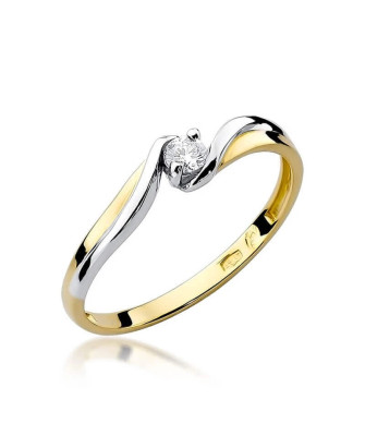 Złoty Pierścionek 14k z diamentem brylant 0,08ct