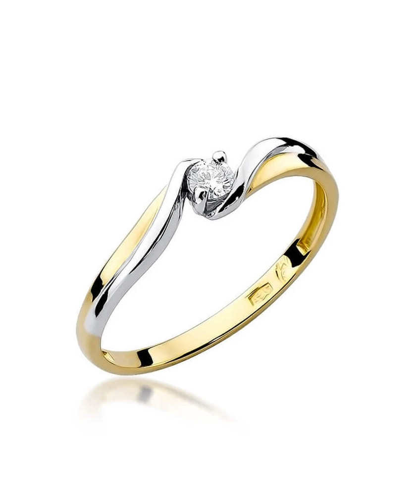 Złoty Pierścionek 14k z diamentem brylant 0,08ct