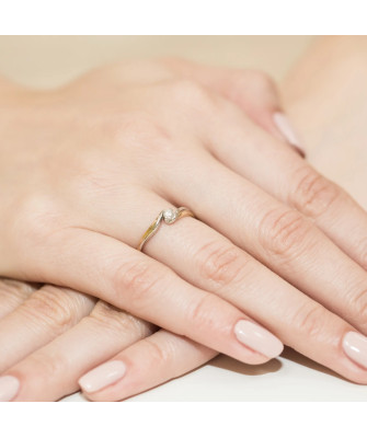 Złoty Pierścionek 14k z diamentem brylant 0,08ct