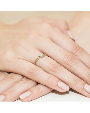 Złoty Pierścionek 14k z diamentem brylant 0,08ct