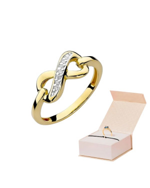 Złoty Pierścionek 14k z diamentem brylant 0,04ct