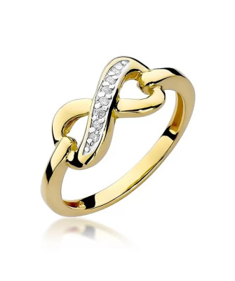 Złoty Pierścionek 14k z diamentem brylant 0,04ct