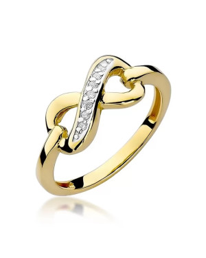Złoty Pierścionek 14k z diamentem brylant 0,04ct