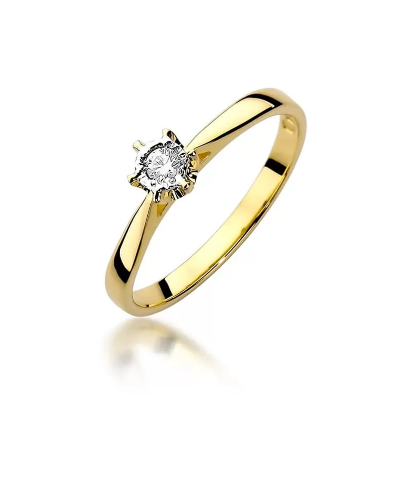 Złoty Pierścionek 14k z diamentem brylant 0,05ct