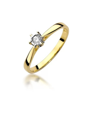 Złoty Pierścionek 14k z diamentem brylant 0,05ct