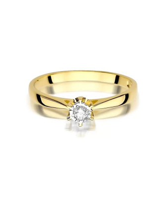 Złoty Pierścionek 14k z diamentem brylant 0,05ct