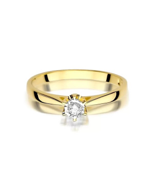 Złoty Pierścionek 14k z diamentem brylant 0,05ct