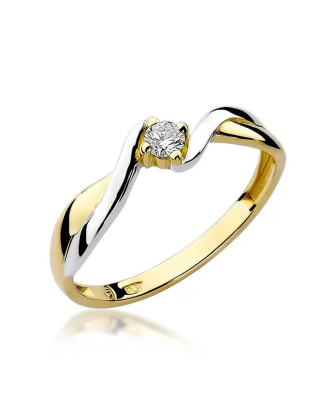Złoty Pierścionek 14k z diamentem brylant 0,10ct
