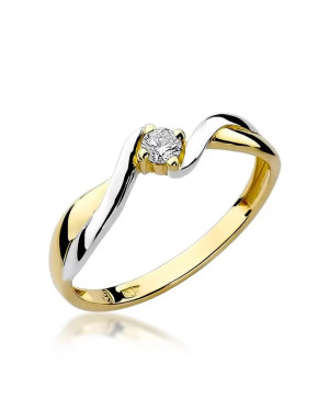 Złoty Pierścionek 14k z diamentem brylant 0,10ct