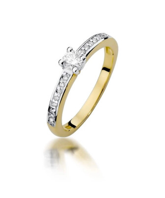 Złoty Pierścionek 14k z diamentem brylant 0,28ct