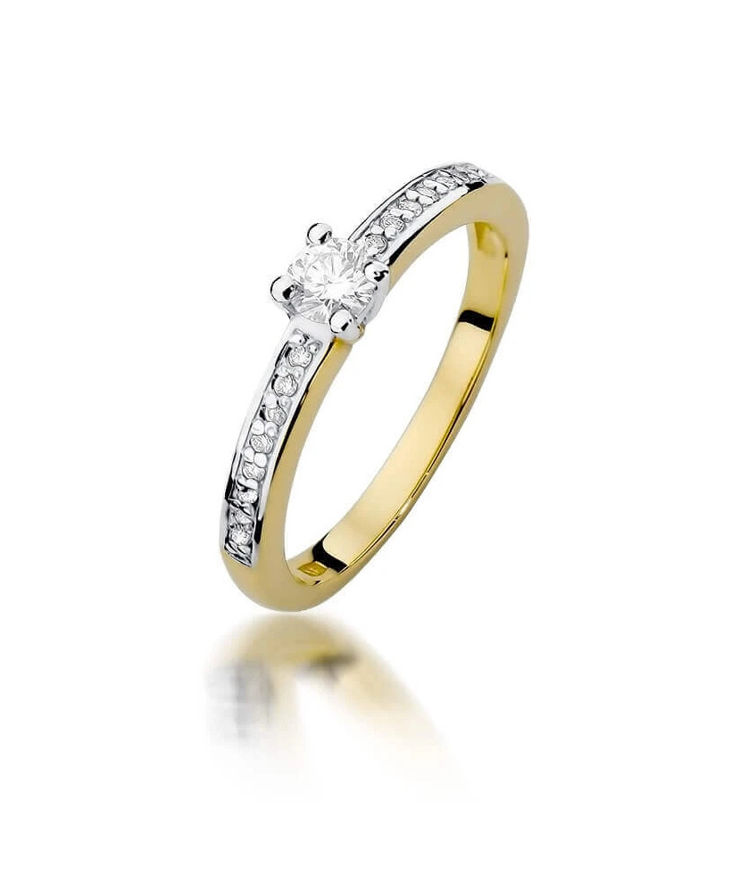 Złoty Pierścionek 14k z diamentem brylant 0,28ct