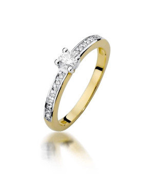 Złoty Pierścionek 14k z diamentem brylant 0,28ct