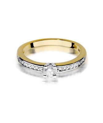 Złoty Pierścionek 14k z diamentem brylant 0,28ct
