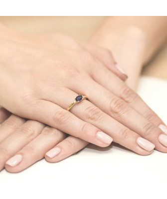 Złoty Pierścionek 14k z diamentem szafir 0,30ct