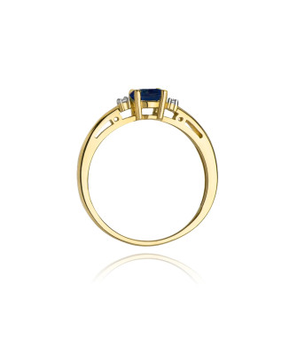 Złoty Pierścionek 14k z diamentem szafir 0,30ct