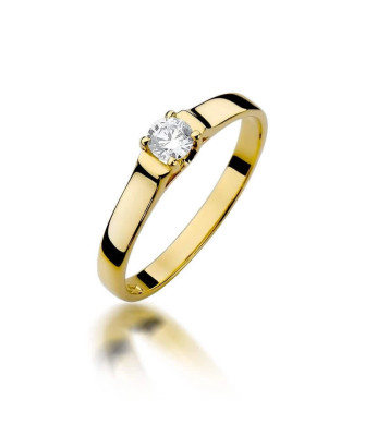 Złoty Pierścionek 14k z diamentem brylant 0,18ct